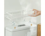 Hollow Over Toilet Shelf with Sucker Wrought lron Makeup Toiletries Bathroom Storage Rack for Kitchen - White