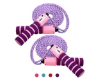 Children'S Counting Skipping Rope-Color Cotton Rope Light Purple And pink