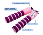 Children'S Counting Skipping Rope-Color Cotton Rope Light Purple And pink