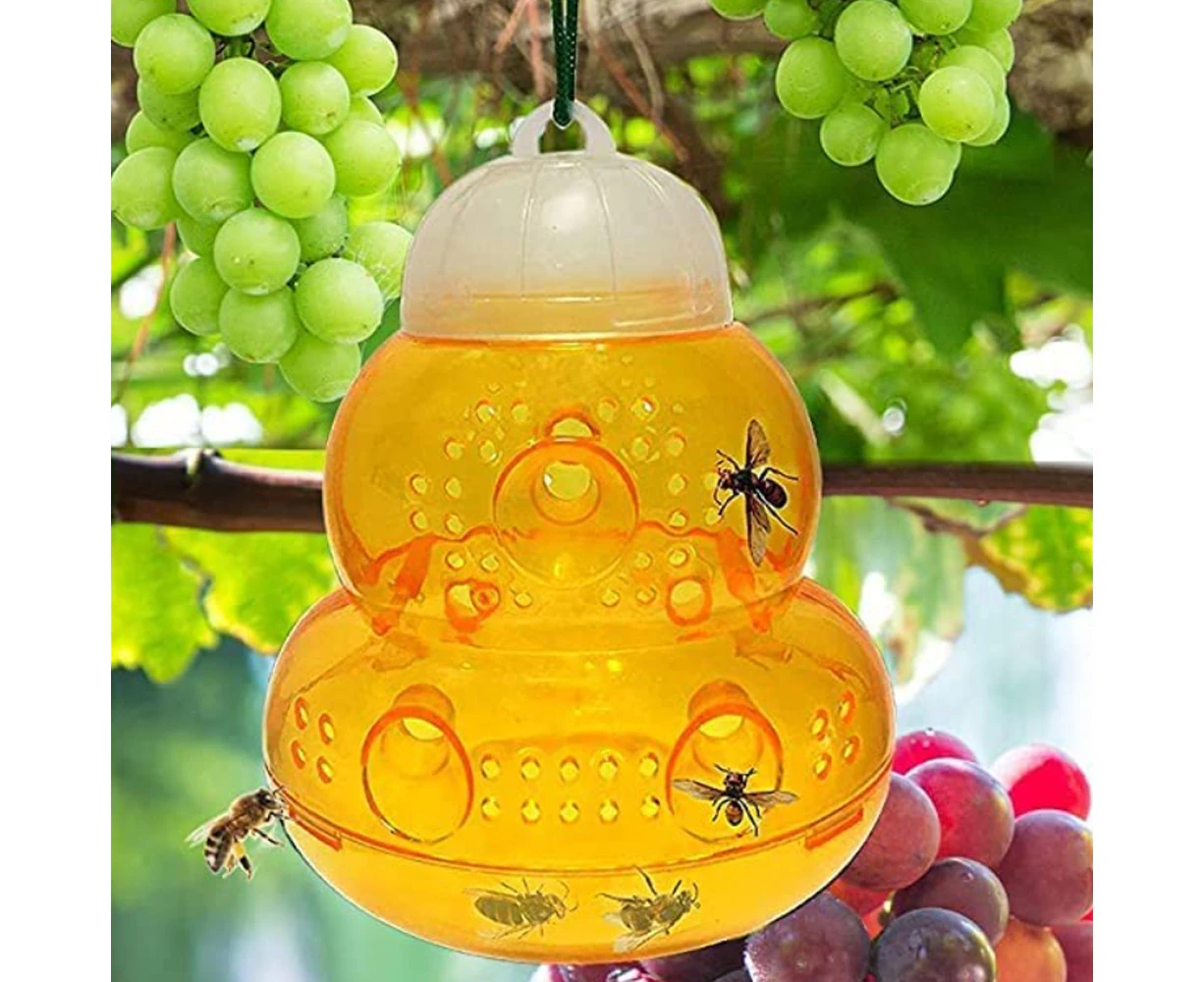 2Pcs Wasp Traps Outdoor Hanging Pear Shaped Bee Traps Catcher-Orange