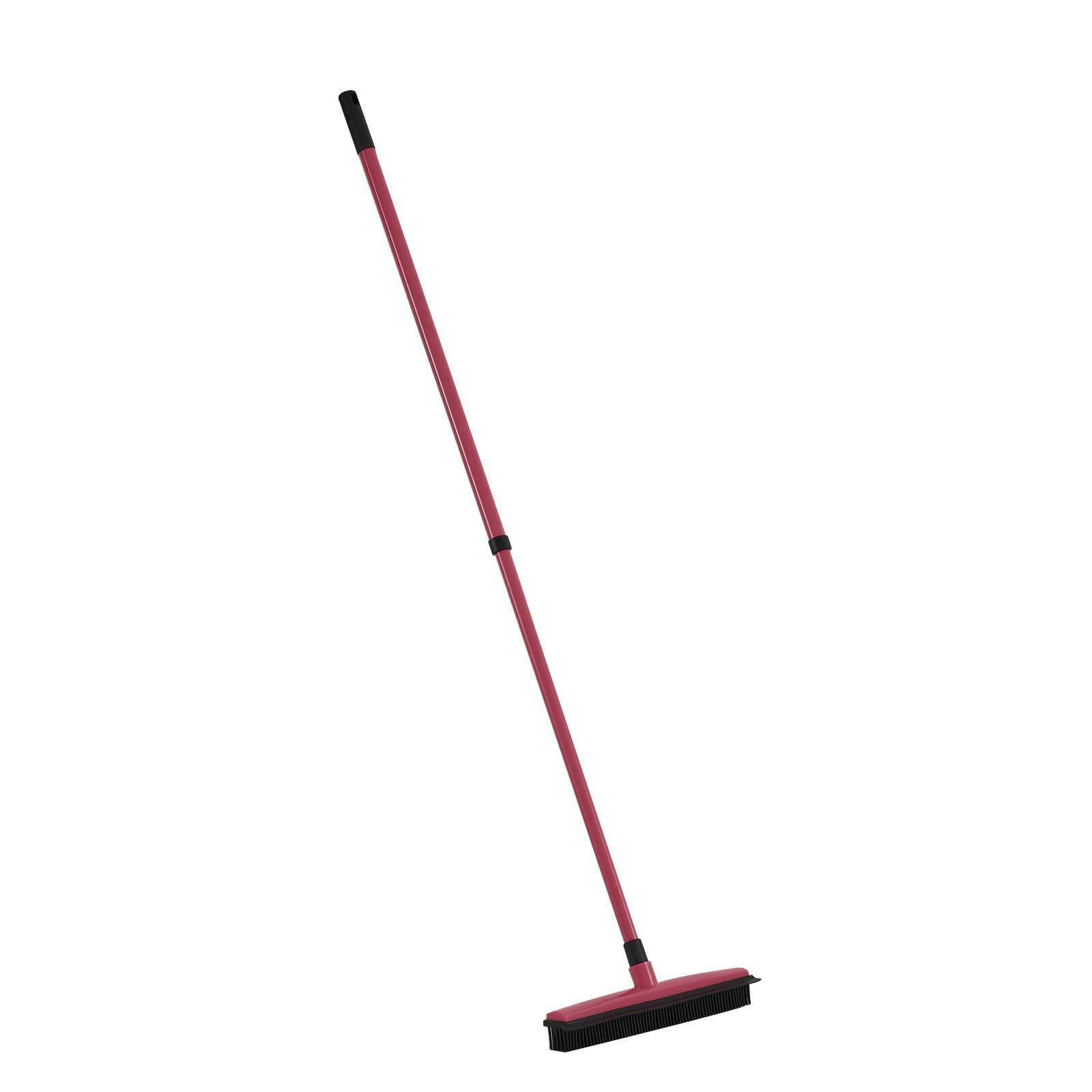 Rubber Broom For Dog Cat Pet Hair Car Windows Handle Sweeper Squeegee Floor - Red