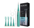 Electric Toothbrush Teeth Whiten Cleaning Tool Kit With 3 Brush Heads Remove Calculus Plaque Tartar Yellow Teeth Smoke Stains - Green