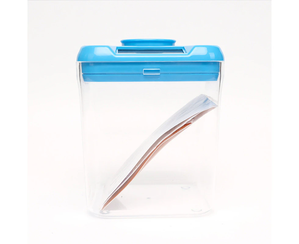 Time Locking Container , Timed Lock Box for Cell Phones, Snacks, and other unwanted temptations (Blue Lid + White Base)