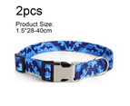 Camo Dog Collar - Fadeproof Permanently Camo Printing, Military Grade Rustproof Buckle for Dog Walking and Training Blue+Green S