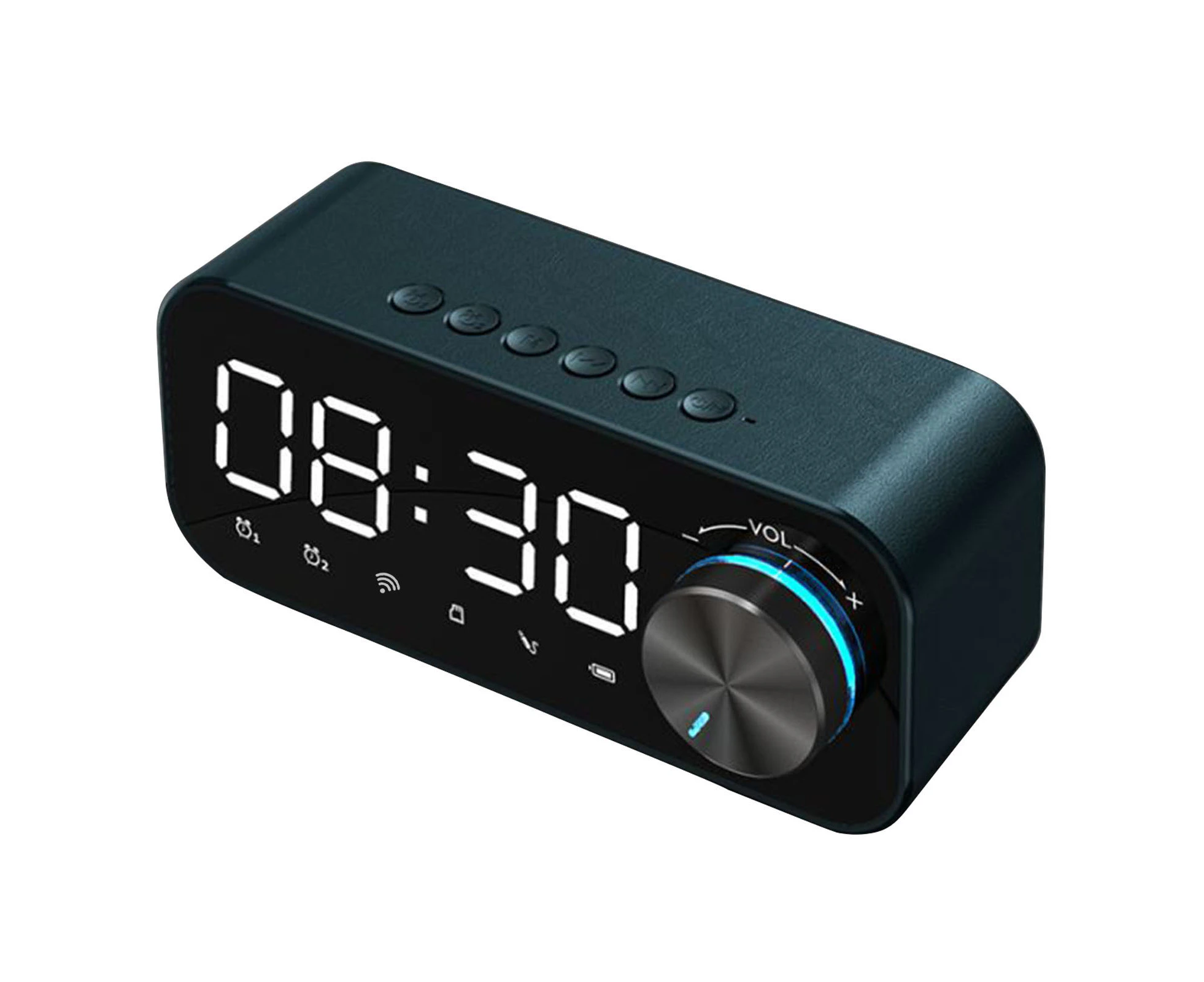 LED Digital Dual Alarm Clock Bluetooth compatible Bass Speaker with TF AUX Music Player - Blue