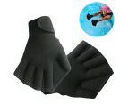 1 Pair Of Webbed Swimming Gloves Aquatic Traning Fit Paddles Water Resistance Diving Hand Web - Black