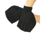 1 Pair Of Webbed Swimming Gloves Aquatic Traning Fit Paddles Water Resistance Diving Hand Web - Black