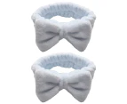 2Pcs Facial Headband for Bath Spa Makeup Bow Head Wrap Soft Head Cloth Blue