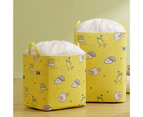 Fufu Quilt Storage Bag Waterproof Cartoon Print Non-woven Fabric Drawstring Design Clothes Container for Bedroom -Yellow-XL
