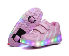 Dadawen Rechargeable LED Light Shoes Roller Skates for Kids-028 Pink