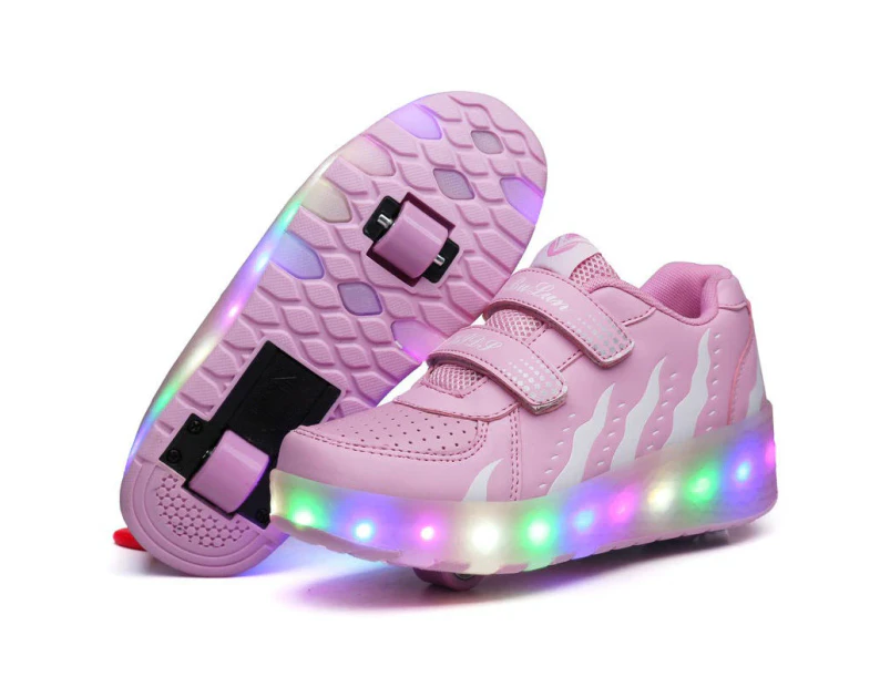 Dadawen Rechargeable LED Light Shoes Roller Skates for Kids-028 Pink