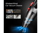 Dust Collector with Light Low Noise Powerful Suction 5000Pa Rechargeable Dust Cleaning 120W Wireless/Wired Car Vacuum Cleaner Home Appliance - Black