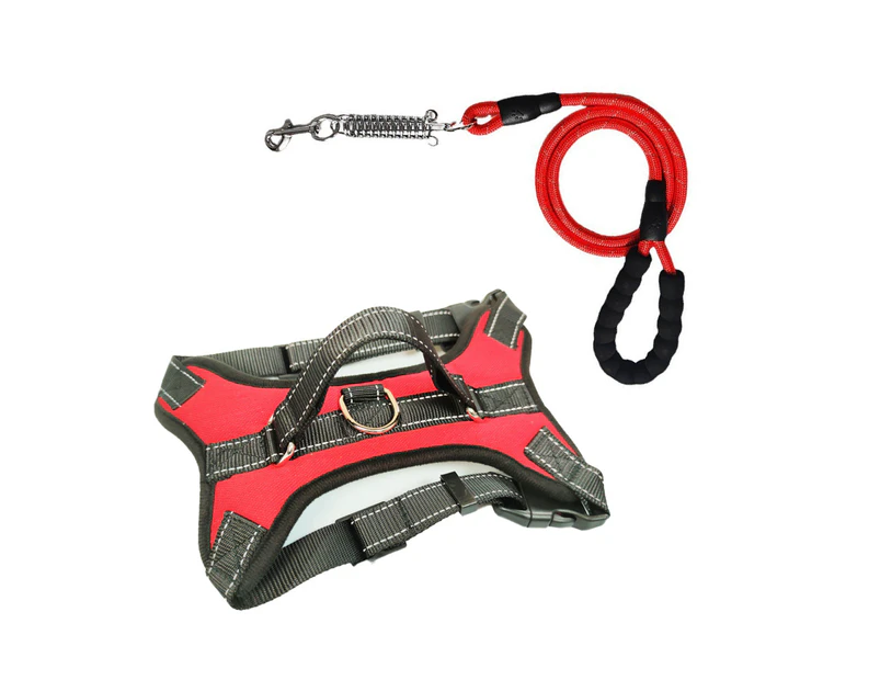 Dog Harness and Leash Set No Pull Dog Harness Reflective Outdoor Pet Nylon Vest, Adjustable Dog Harness for Small Medium Large Dogs Red M