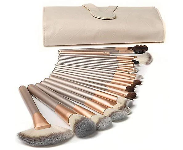 Makeup Brushes 18 Professional Makeup Brush Set Facial Blush Lip Eyeshadow Eyeliner Foundation Makeup Brush Set With Pu Leather Bag Beige