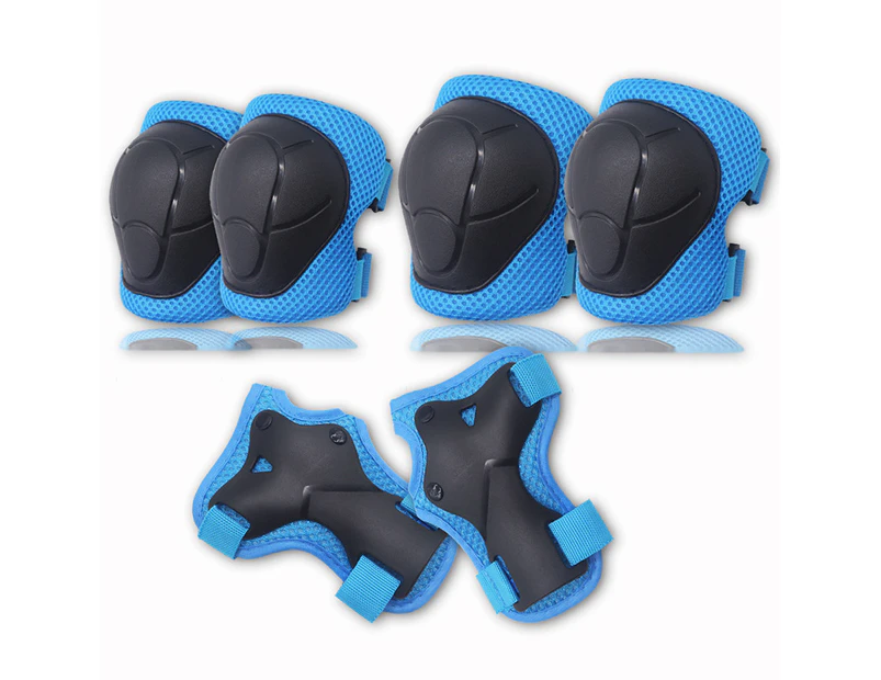 Protective Gear,Six-Piece Knee And Elbow Pads - Blue Six-Piece Children'S Roller Skating Protective Gear Set Sports Helmet