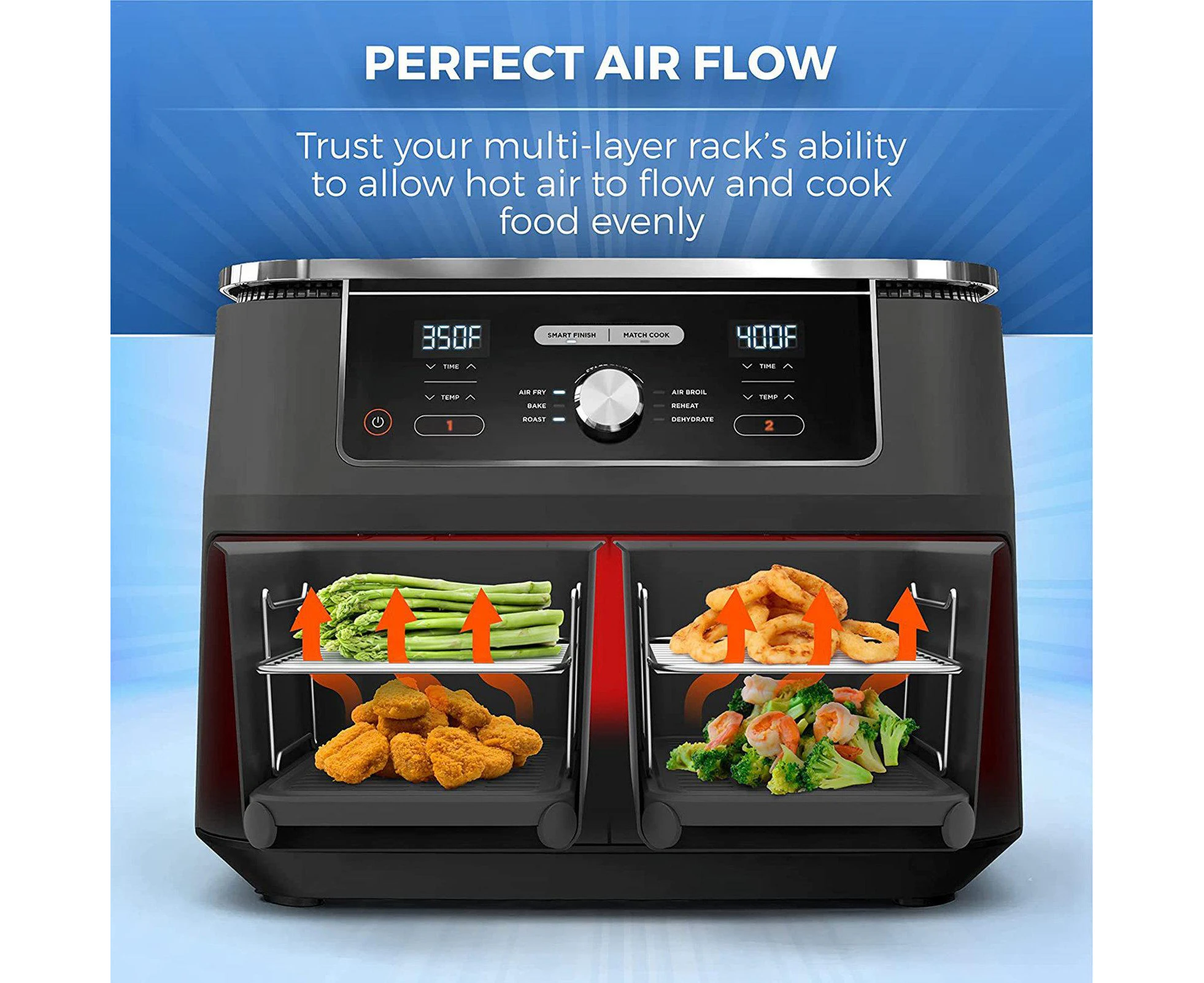 Air Fryer Rack for Dual Air Fryers | Airfryer Basket Tray | Air Fryer Accessories, Dehydrator Racks Fit All Double basket air fryer Cooling Drying