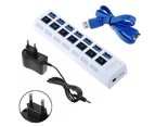 USB 3.0 Hub 7 Ports Switch for Computer Peripherals - White