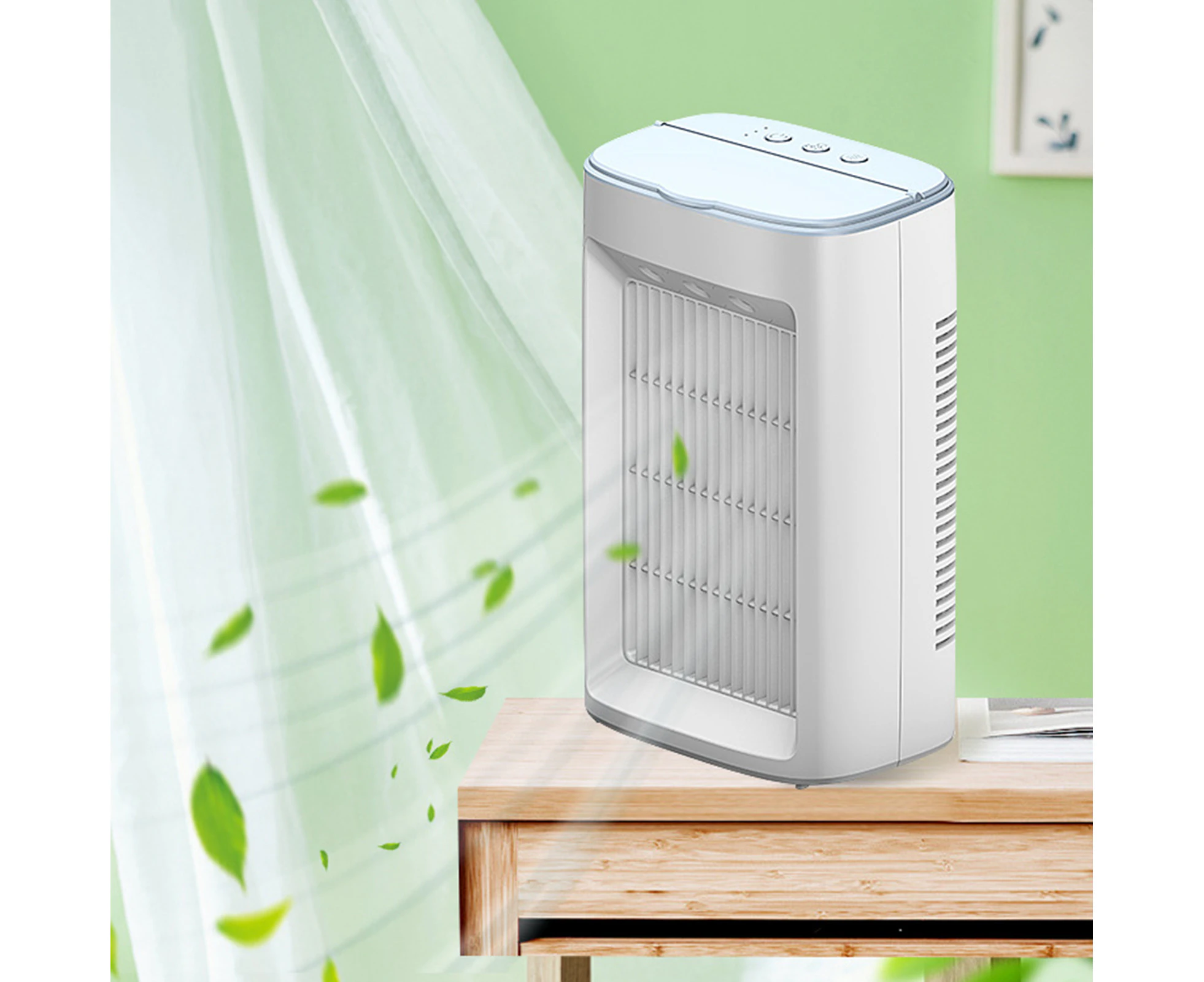 Polaris Portable Air Cooler Atomized Humidifying ABS Lower Noise 3 Sprays 3-gear Misting Conditioner for Daily Use-White