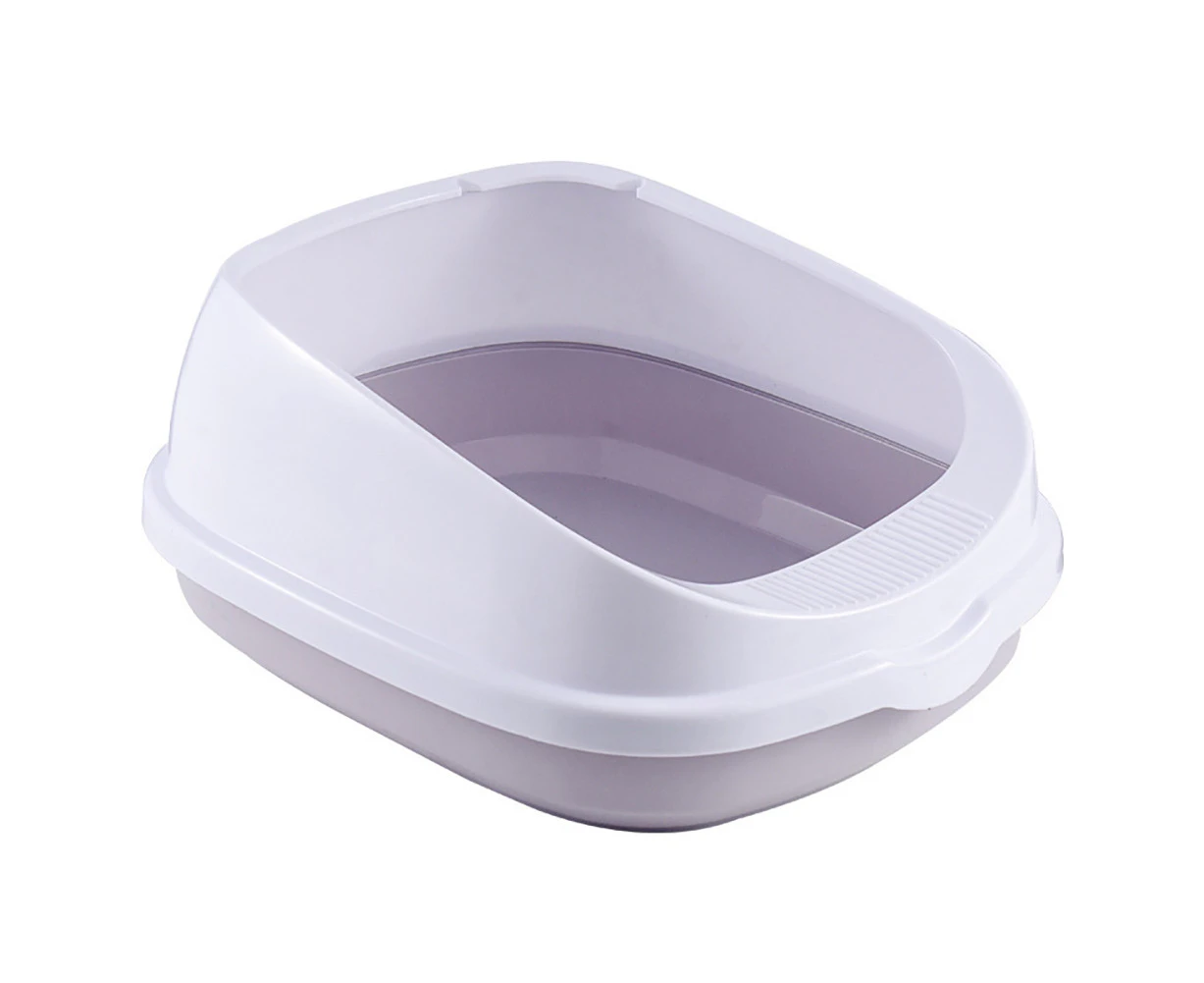 Leiou Semi-Enclosed Anti-Splash Detachable Pet Cats Sand Litter Box Scoop Toilet Tray-Grey