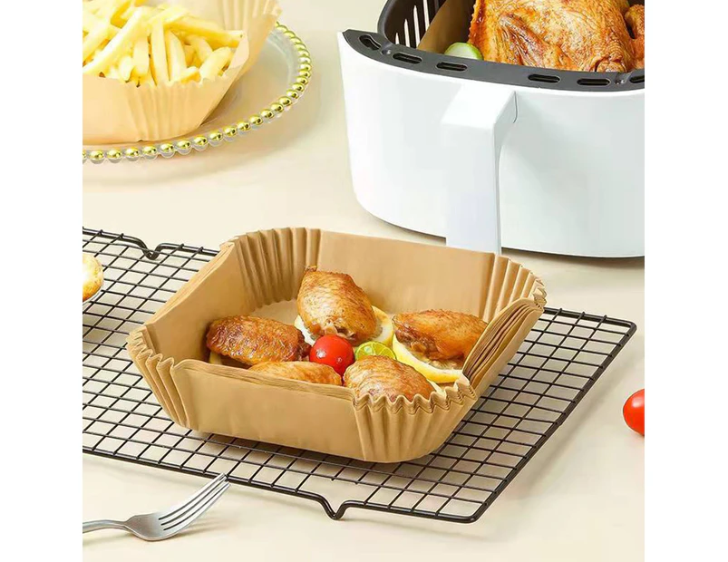 100Pcs Square Air Fryer Disposable Paper Liner - Brown