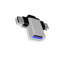 Buutrh Useful OTG Connector Compact Type-C Micro USB OTG AdapterSilver-