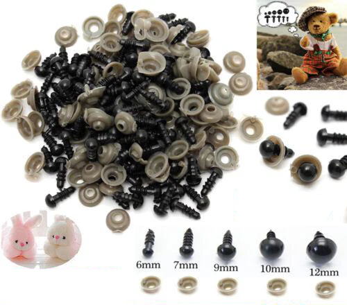 100pc Plastic Safety Toy Screw Eyes Kit For Teddy Bear Doll Animal Craft 6-12mm - 12mm