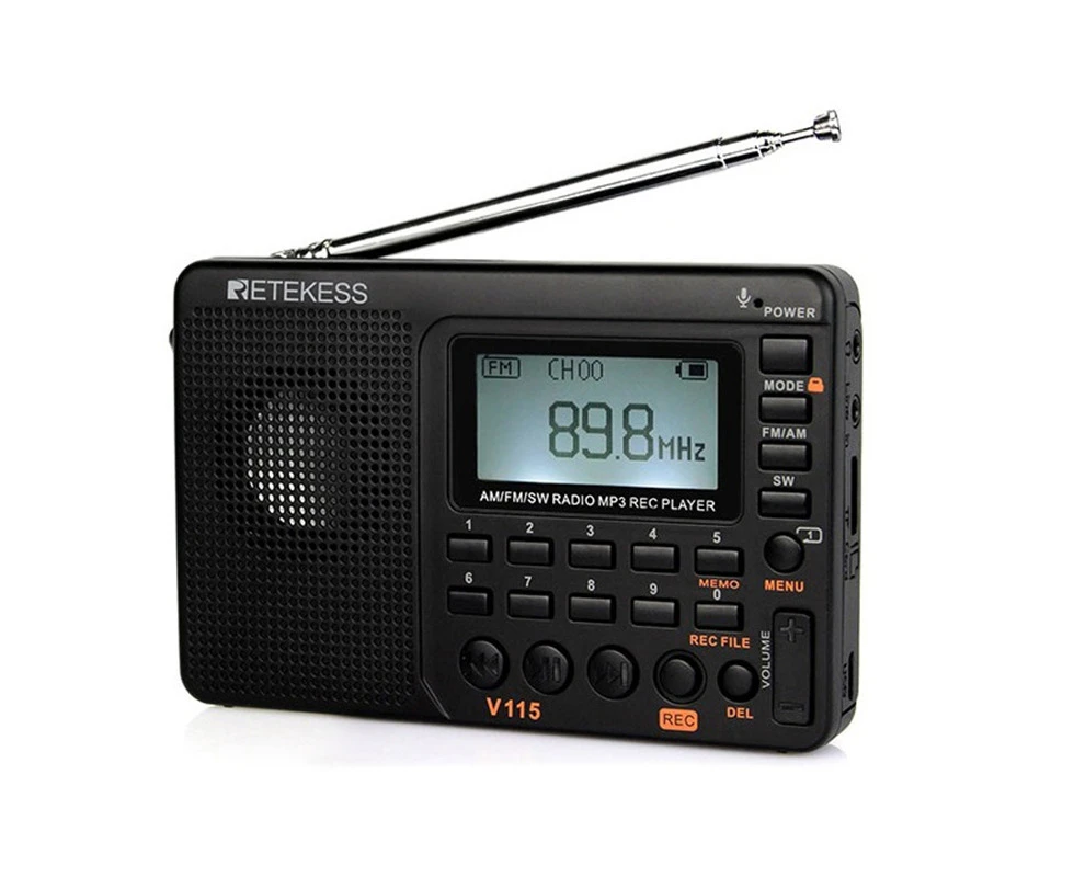 V115 Radio FM AM SW Portable Radios Rechargeable Shortwave Radio Devices All Full Waves USB Recorder Sleep Time