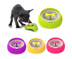 Dog Puppy Slow Eating Training Bowl Rotating Bone Design Pet Food Feeding Feeder - Yellow