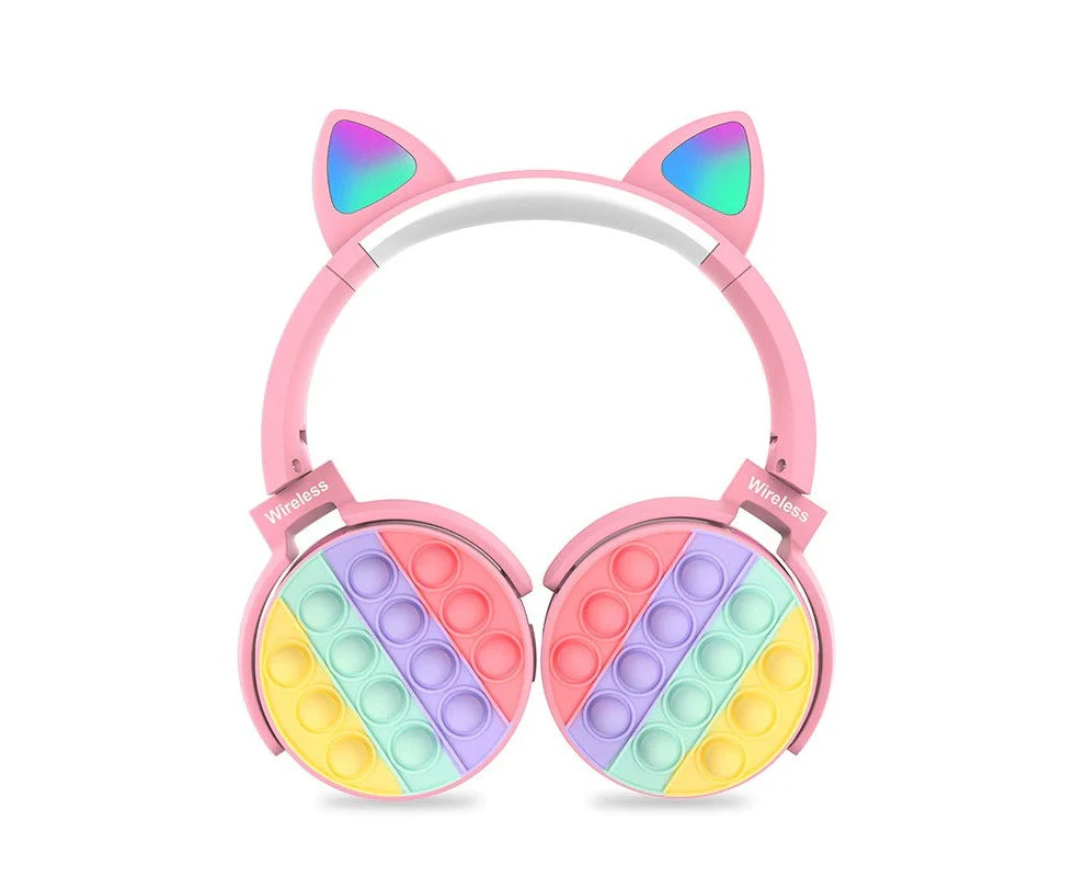 Cute Pop Cat Ear Bluetooth Headphones Pink