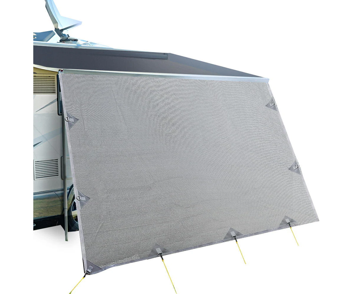 4.9M Caravan Privacy Screens 1.95m Roll Out Awning End Wall Side Sun Shade