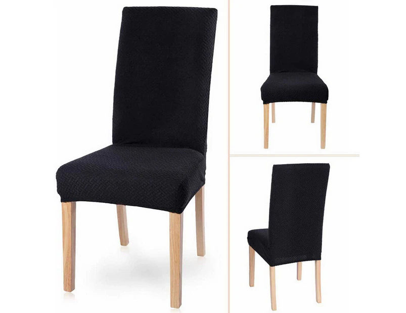 Premium Dining Chair Cover Jacquard Spandex Slipcover Stretch Thicker Protector Black 8PCS