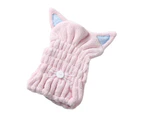 Fade Resistant No Shedding Elastic Coral Fleece Hair Drying Cap Cute Cat Pattern Microfiber Hair-drying Towel Bath Cap - Pink