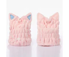 Fade Resistant No Shedding Elastic Coral Fleece Hair Drying Cap Cute Cat Pattern Microfiber Hair-drying Towel Bath Cap - Pink