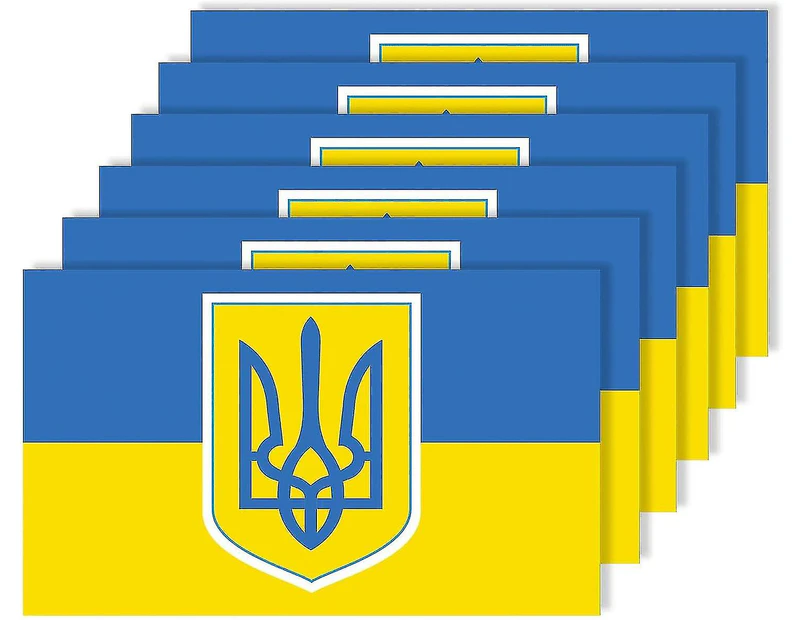 Ukraine Flag Stickers With Ukrainian Emblem