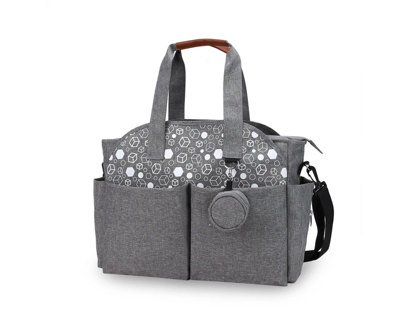 Diaper Bags Geometric Printing Shoulder Messenger Multifunctional Big Bag Maternity Handbag Nappy - Grey