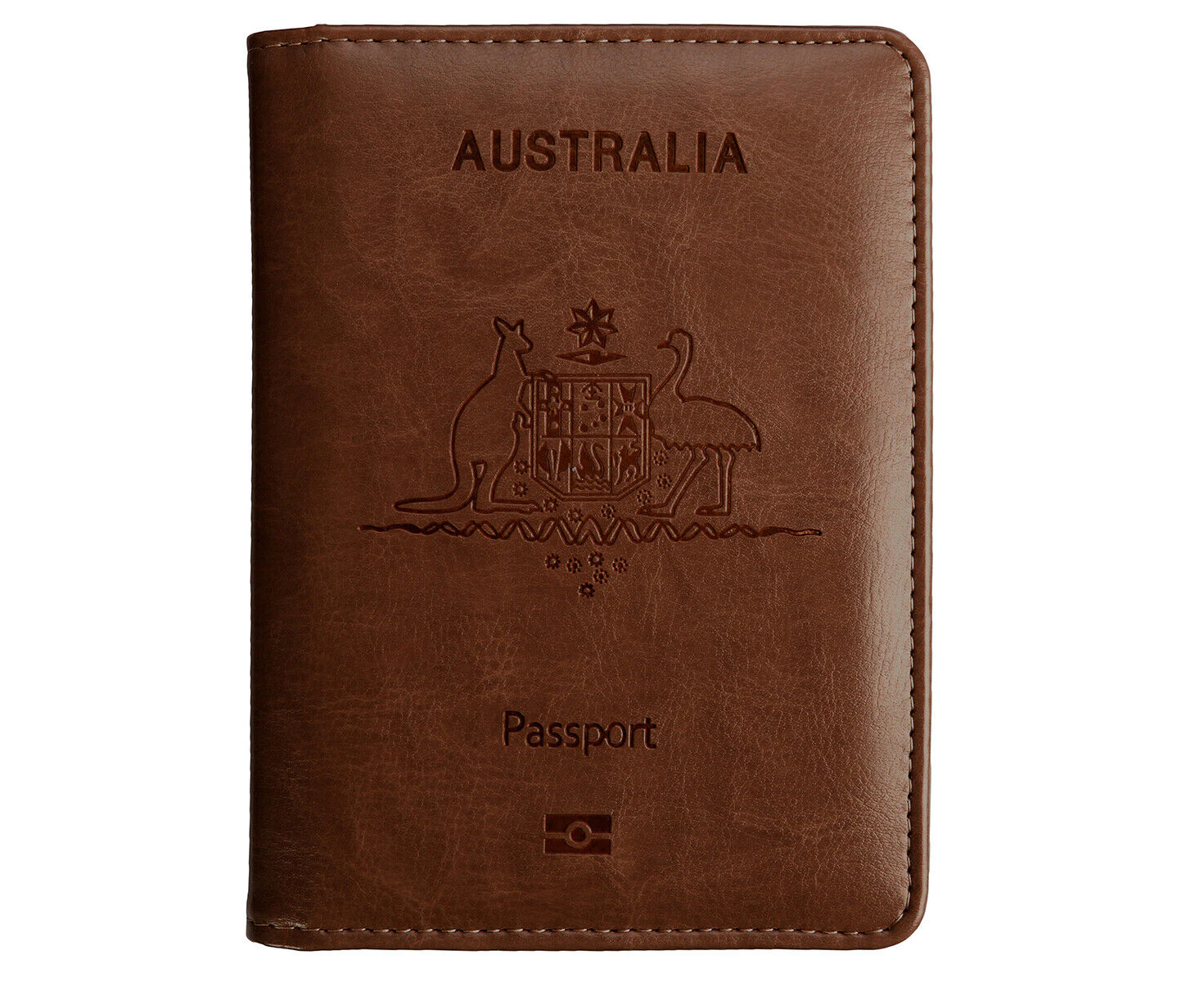 Passport Cover Travel Wallet PU Leather Blocking Cards Holder-Brown