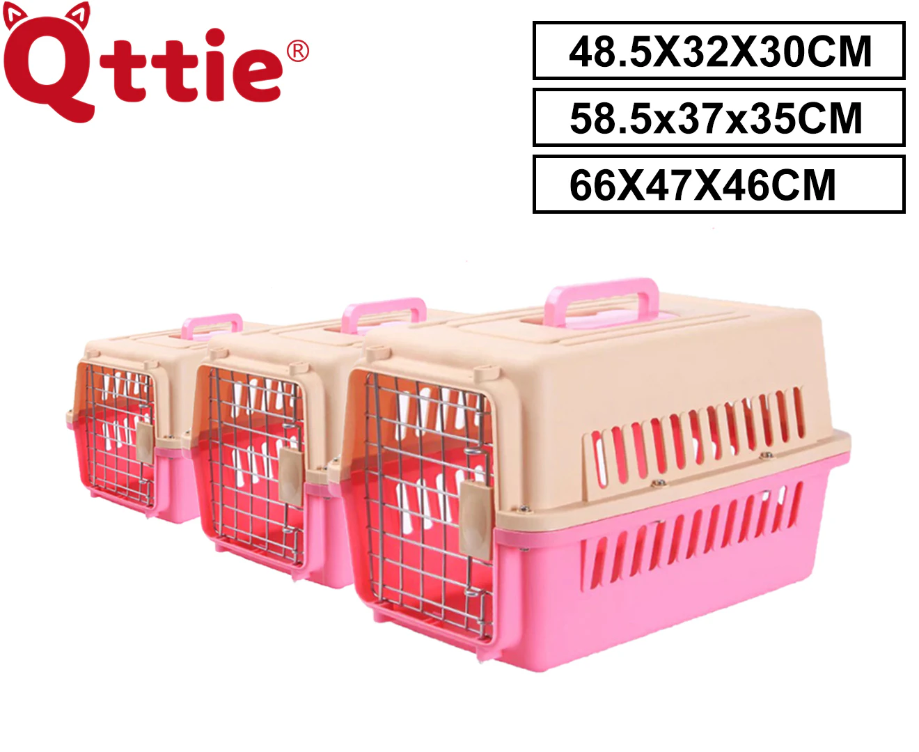 Qttie Pet Carrier Portable Tote Crate Case Kennel Travel Carry Airline Approved Bag - Pink