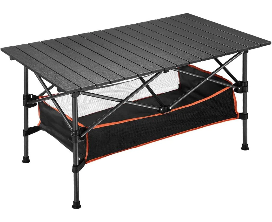 Camping Table That Fold up Lightweight, Aluminum Folding Table Roll Up Table with Easy Carrying Bag for Indoor, Outdoor, Camping, Backyard, BBQ, Party