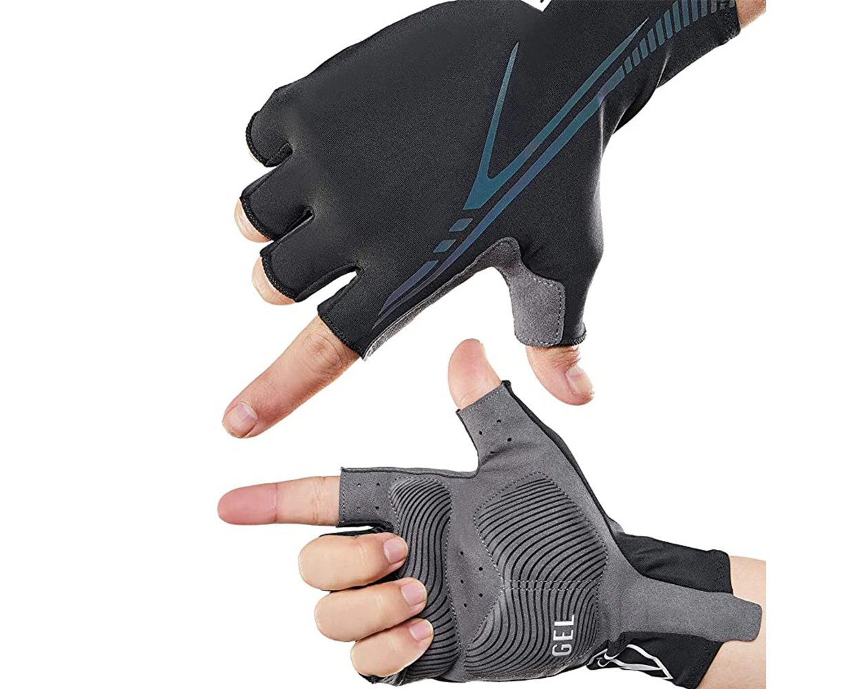 Half Finger Cycling Gloves,Padded Road Bike Gloves Shockproof-BlackM