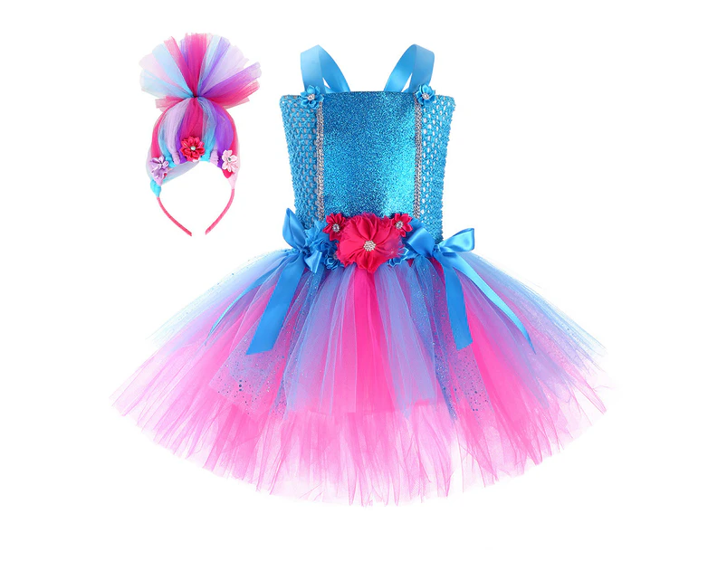 Tutu Princess Troll Princess Bobbi Blank Girls Mesh Tutu Dress