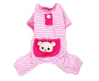 -l-Cute Stripe Four Legged Costume Pet Pocket Cartoon Pajamas