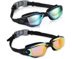 Swim Goggles, 2 Pack Swimming Goggles No Leaking Anti Fog Adult Men Women - E