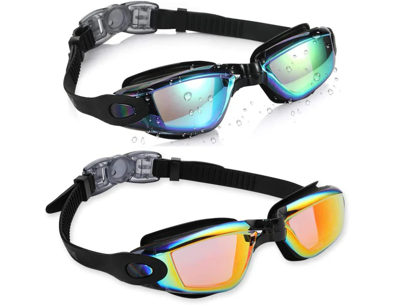 Swim Goggles, 2 Pack Swimming Goggles No Leaking Anti Fog Adult Men Women - E