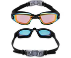 Swim Goggles, 2 Pack Swimming Goggles No Leaking Anti Fog Adult Men Women - E