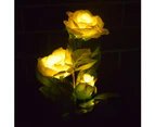 Waterproof Solar Simulation Rose Flower LED Lawn Stake Lights Graden Yard Decor - Yellow