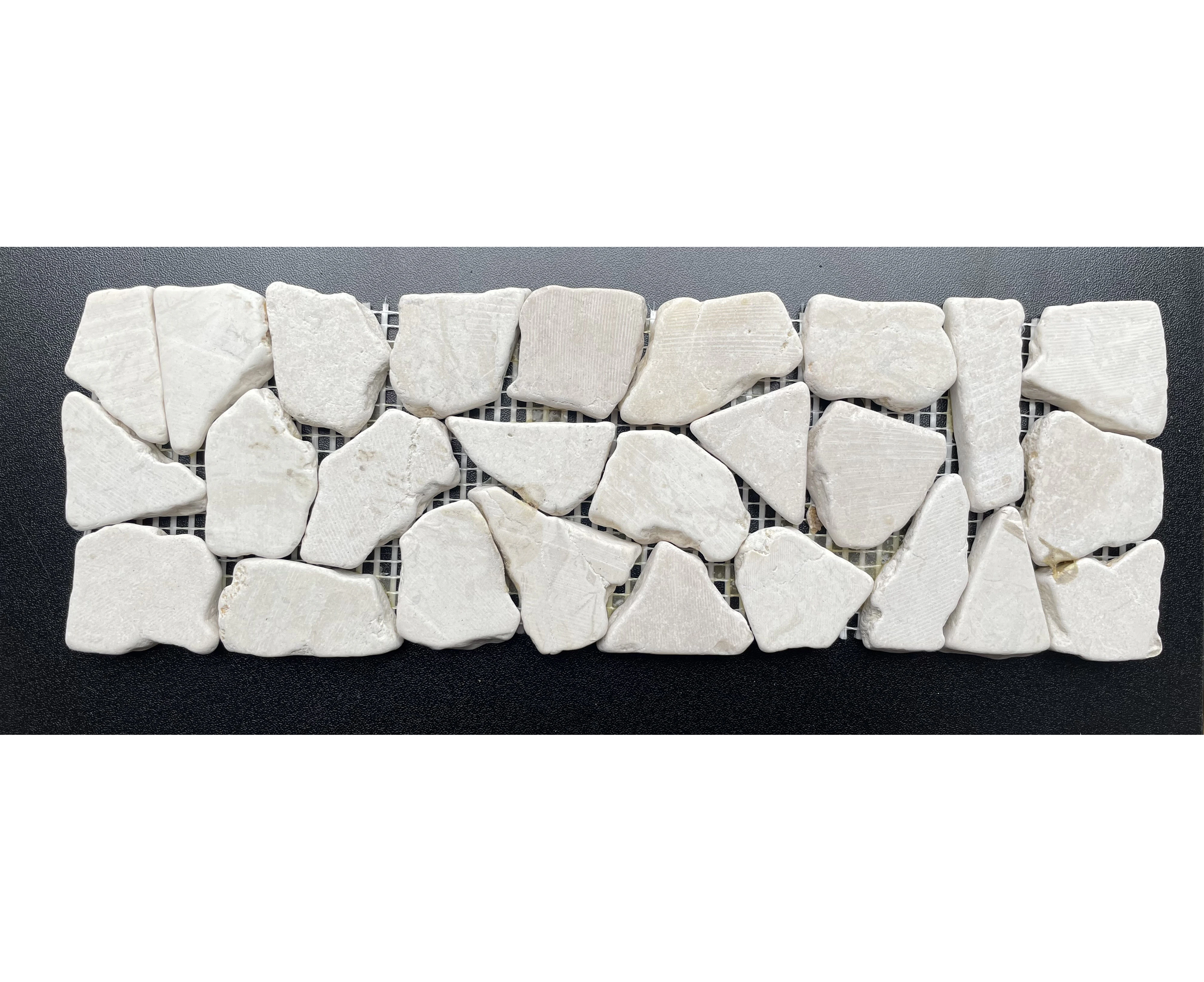 Mosaic Border -Bianco Flat Random - 1m x 100mm - Perfect for Indoor & Outdoor Spaces Landscaping, Decorative Walling & Flooring