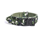 Premium Dog Collar with Handle, Adjustable Dog Collar Heavy Duty Quick-Release Buckle Dog Collar for Small or Medium to Extra Large Dogs Camo Green - L