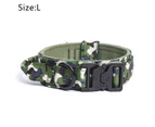 Premium Dog Collar with Handle, Adjustable Dog Collar Heavy Duty Quick-Release Buckle Dog Collar for Small or Medium to Extra Large Dogs Camo Green - L