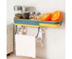 Wall Mounted Soap Rack with Hooks Water-proof ABS Bathroom Organizer for Dorm - Blue