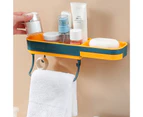 Wall Mounted Soap Rack with Hooks Water-proof ABS Bathroom Organizer for Dorm - Blue